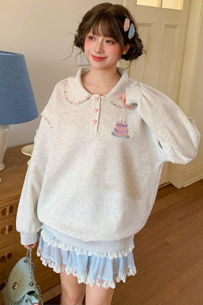 Doll Collar Loose Sweatshirt