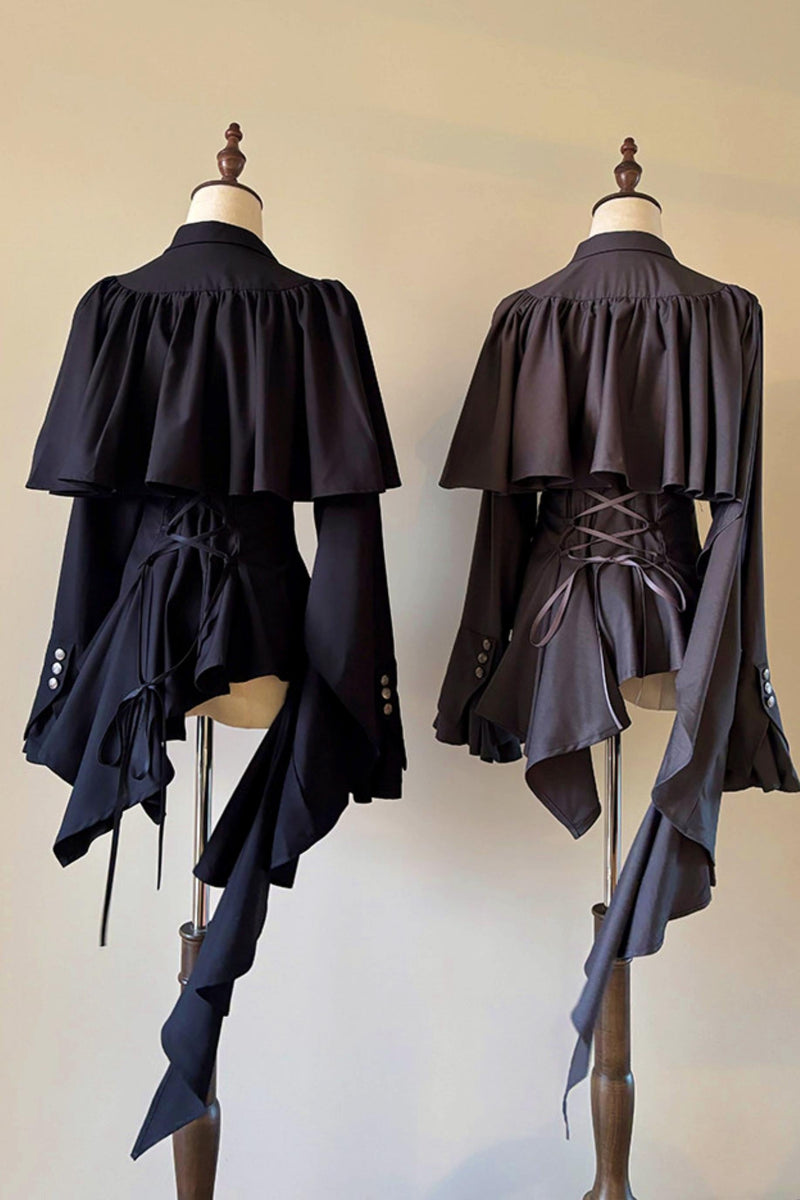 Embroidered Gothic Shawl Blouse