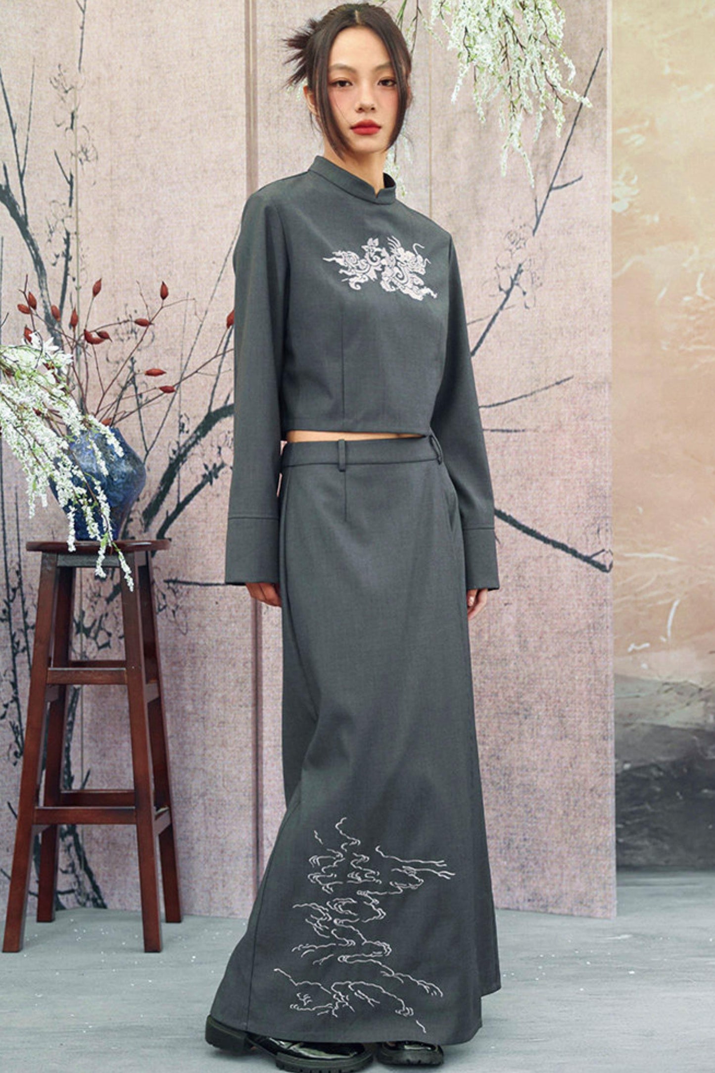 Dragon Embroidery Blazer Top
