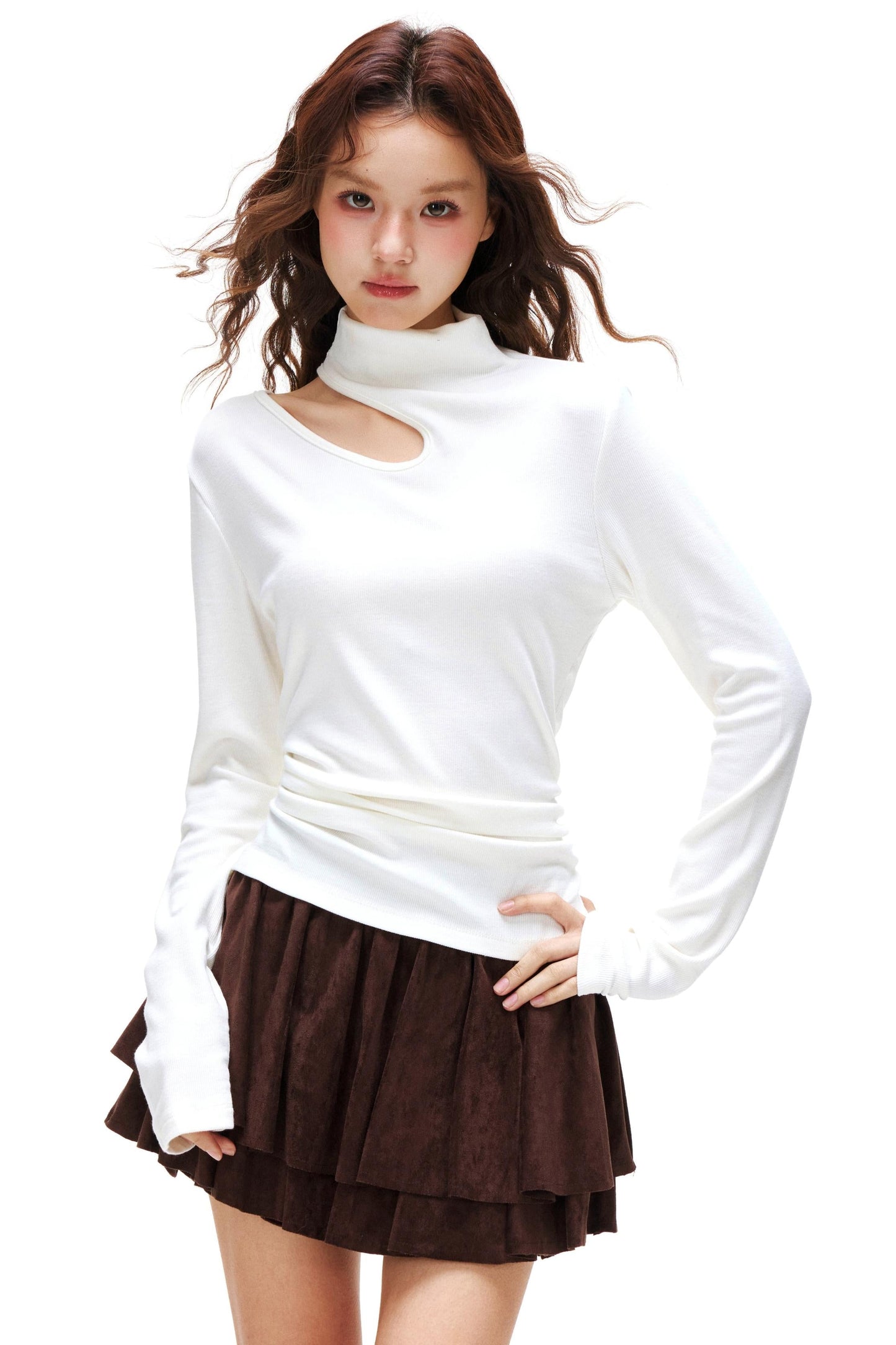 Cut Design Turtleneck Top