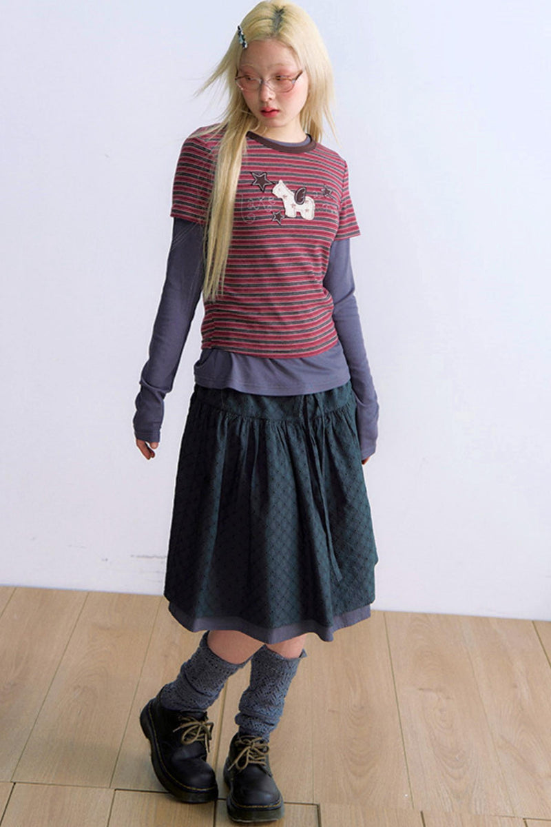 Y2k Button Layered Top