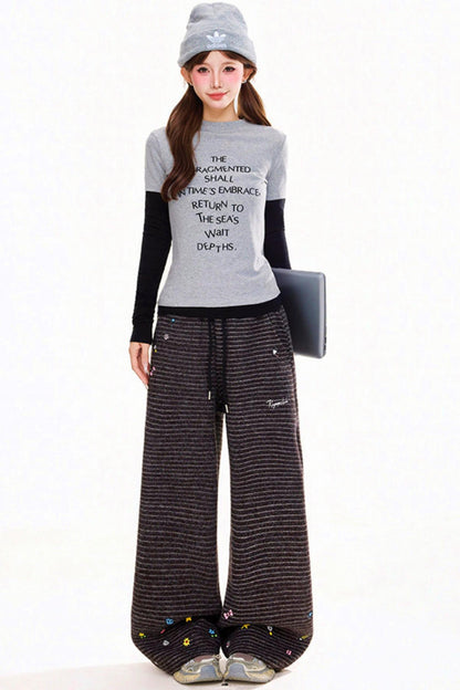 Retro Letter Slim Fit Top