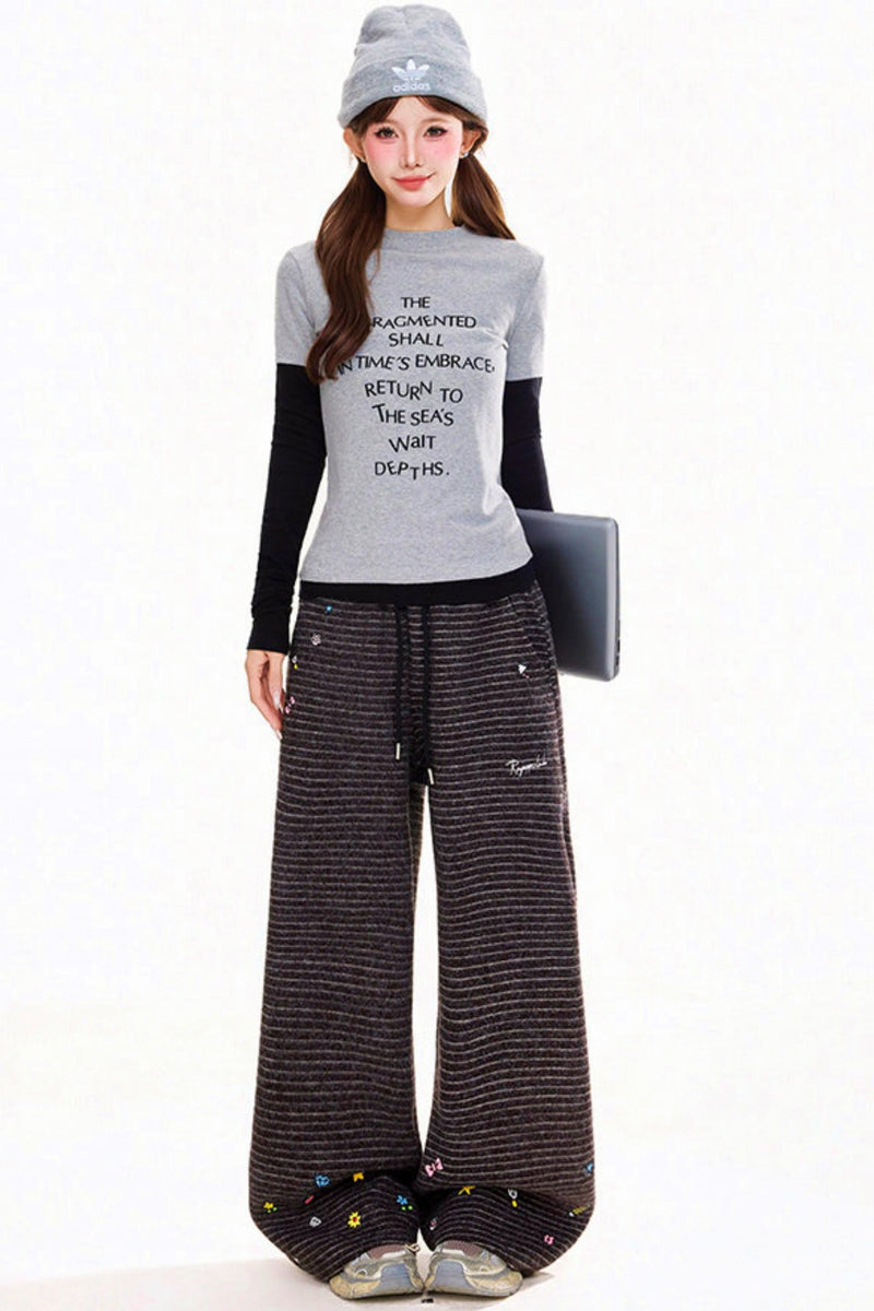 Retro Letter Slim Fit Top