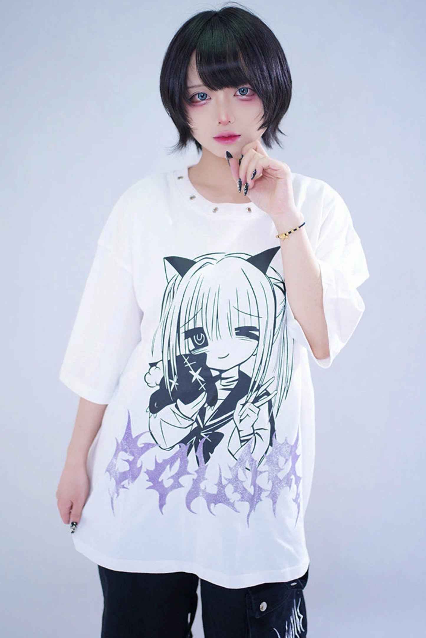 Cat Glitter Print T-shirt