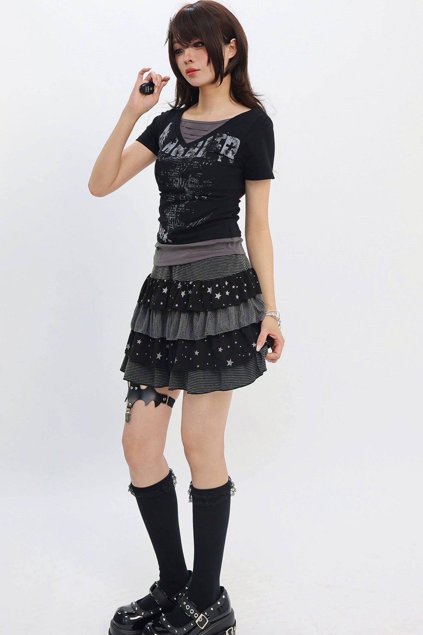 レトロy2kレイヤード風ギャルトップス