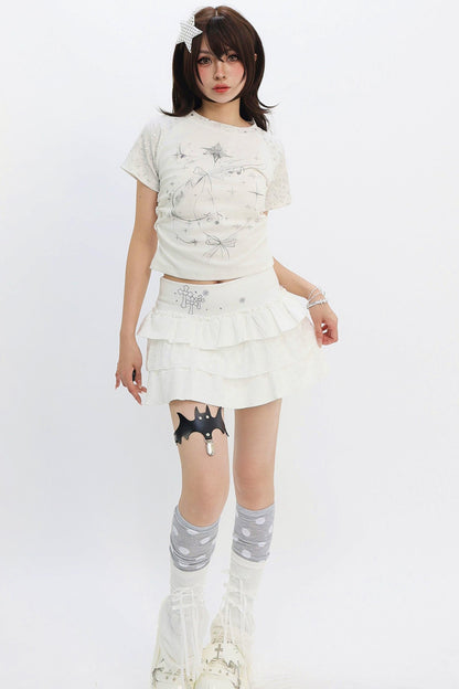 ギャラクシーy2kスタープリントトップス