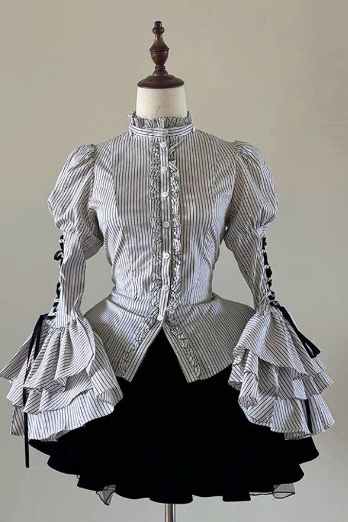 Princess Sleeve Gothic Striped Lolita Blouse