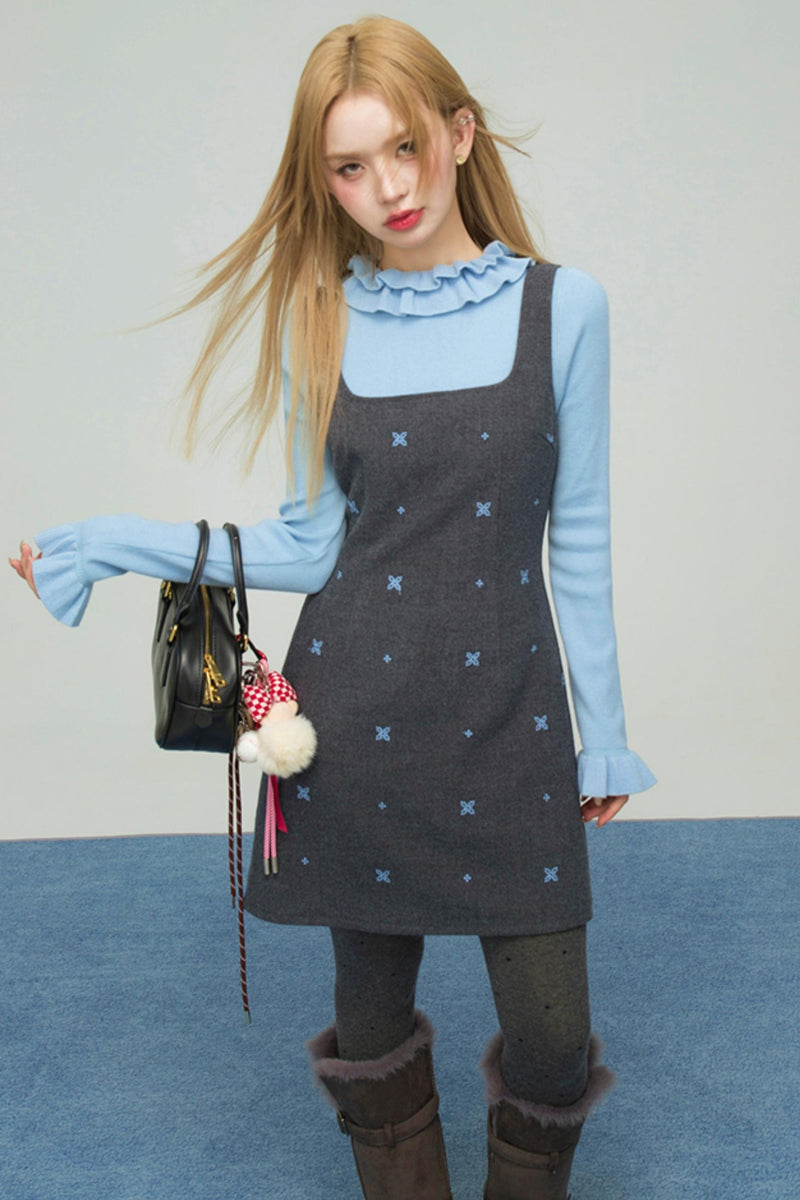 Star Blue Embroidered Cami Soul Dress