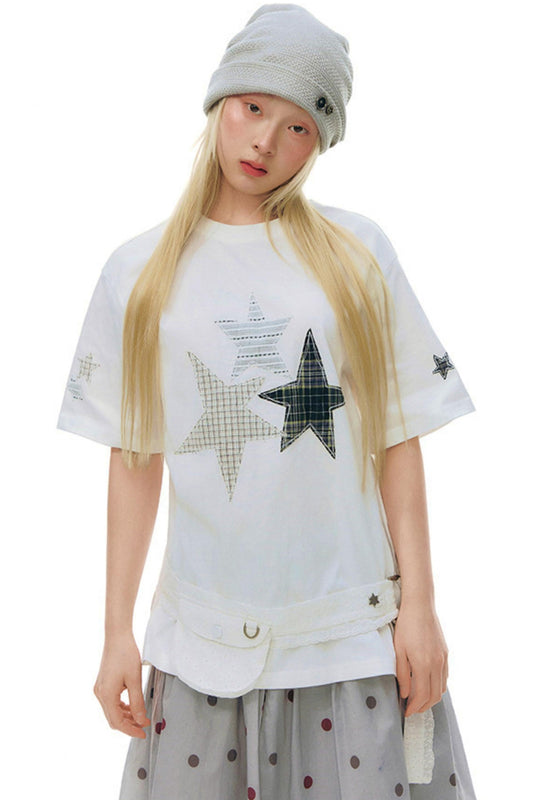 Star Patch Loose Y2k Top