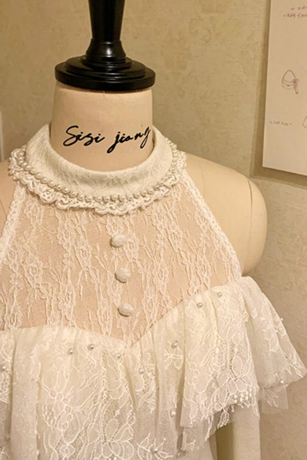 French Lace Waist Slimming Dress + Soft White Longline Cloak