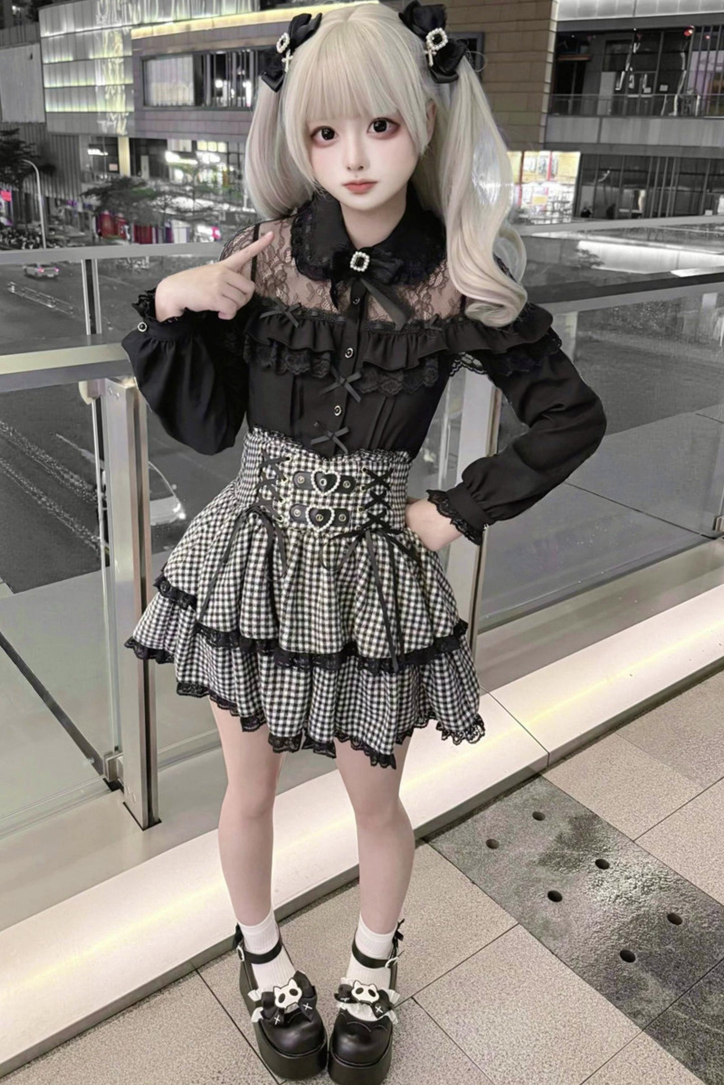 Lace Subculture Dark Kawaii Black Shirt + Accessories