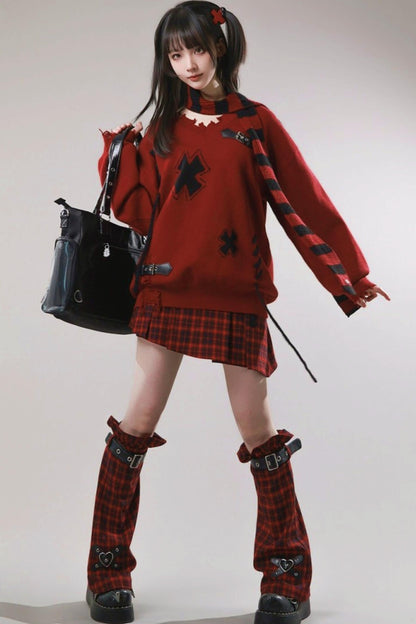 Leather Buckle Sweater + Scarf