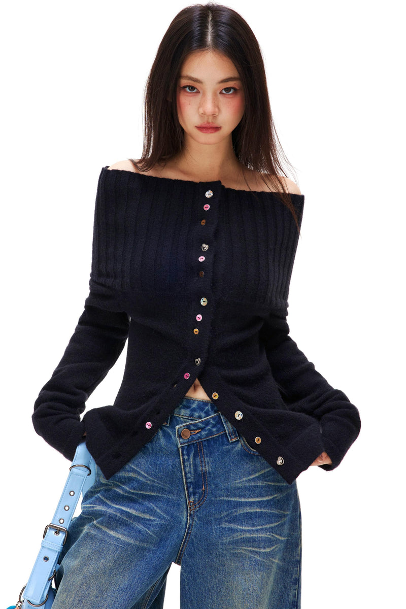 Off-shoulder Knit Sweater