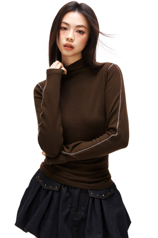 A-line Arm Turtleneck Tops