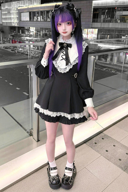 Gothic Dark Kawaii Lace Dress + Accessories (with Shorts)