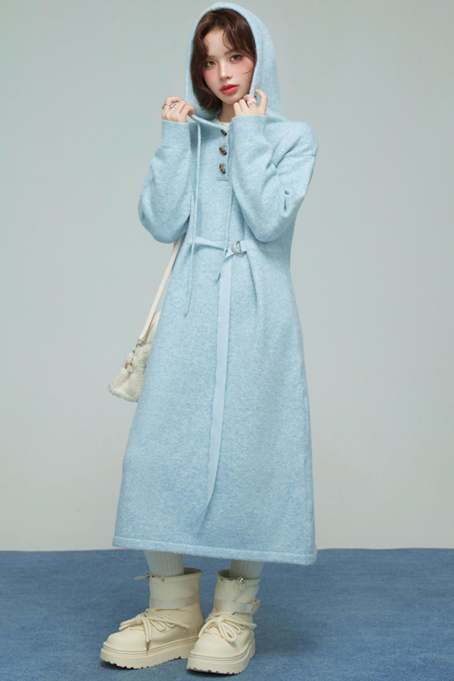 Ice Sweet Knit Hooded Dress