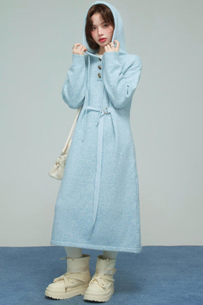 Ice Sweet Knit Hooded Dress