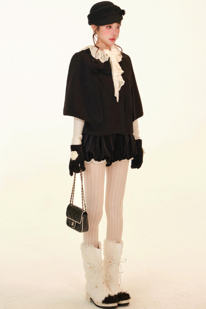 Lace Ruffle Coat + Top + Pants