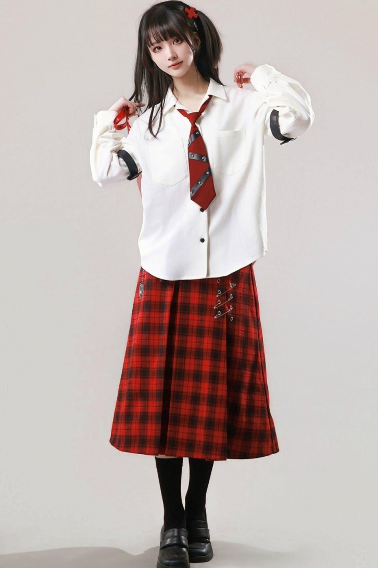Leather Trim Shirt + Tie