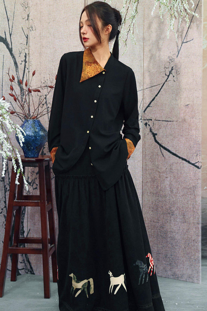 Gold Dragon Diagonal Collar Shirt
