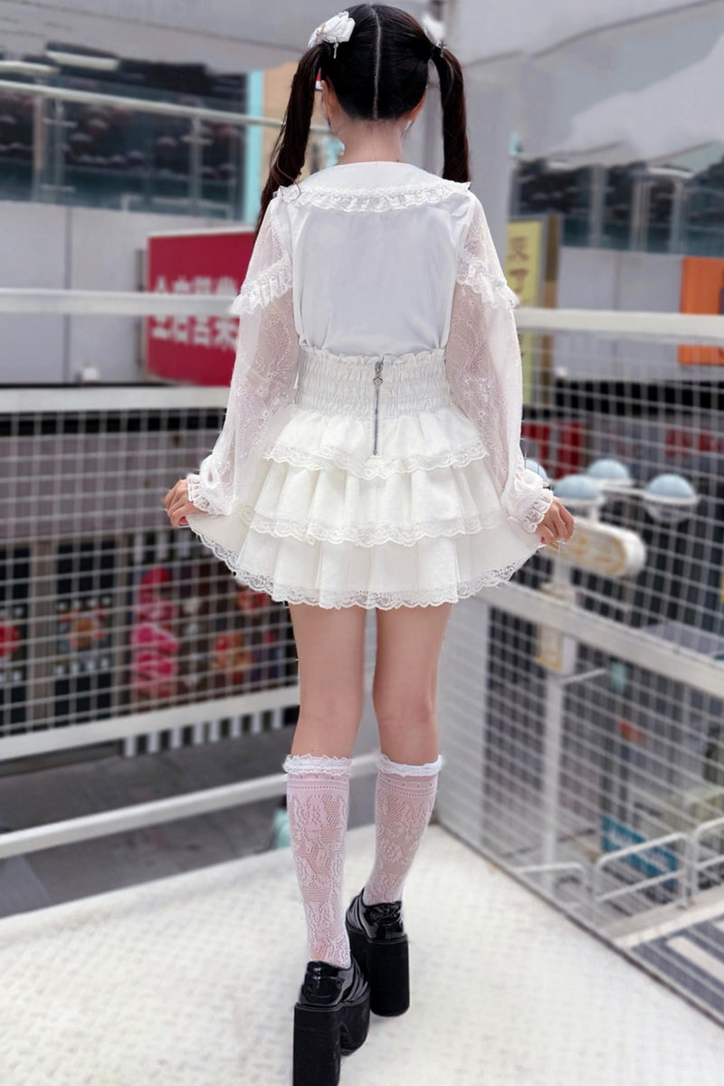 Sweet Girly Lace Blouse + Corset Skirt
