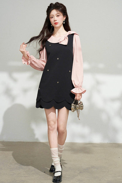 Black and Pink Patchwork Dress