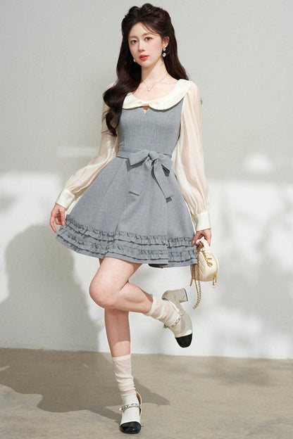 Faux Two Piece Grey Dress