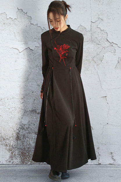 Stand Collar Flare Mode Dress