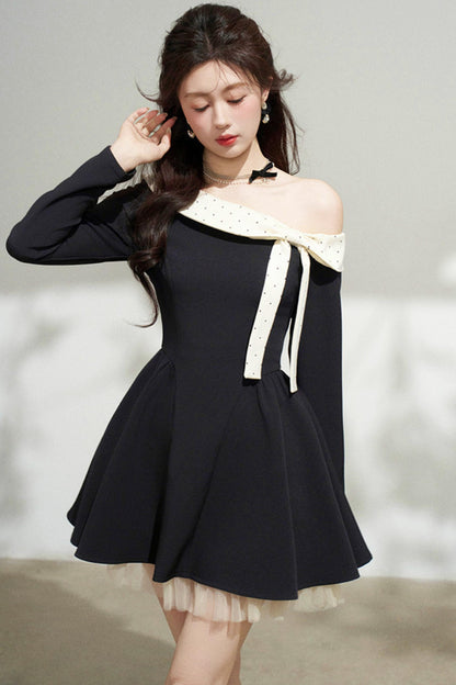 French Sweet Off Shoulder Dress