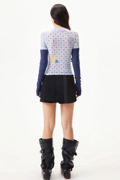 Graffiti Mesh Patchwork Top