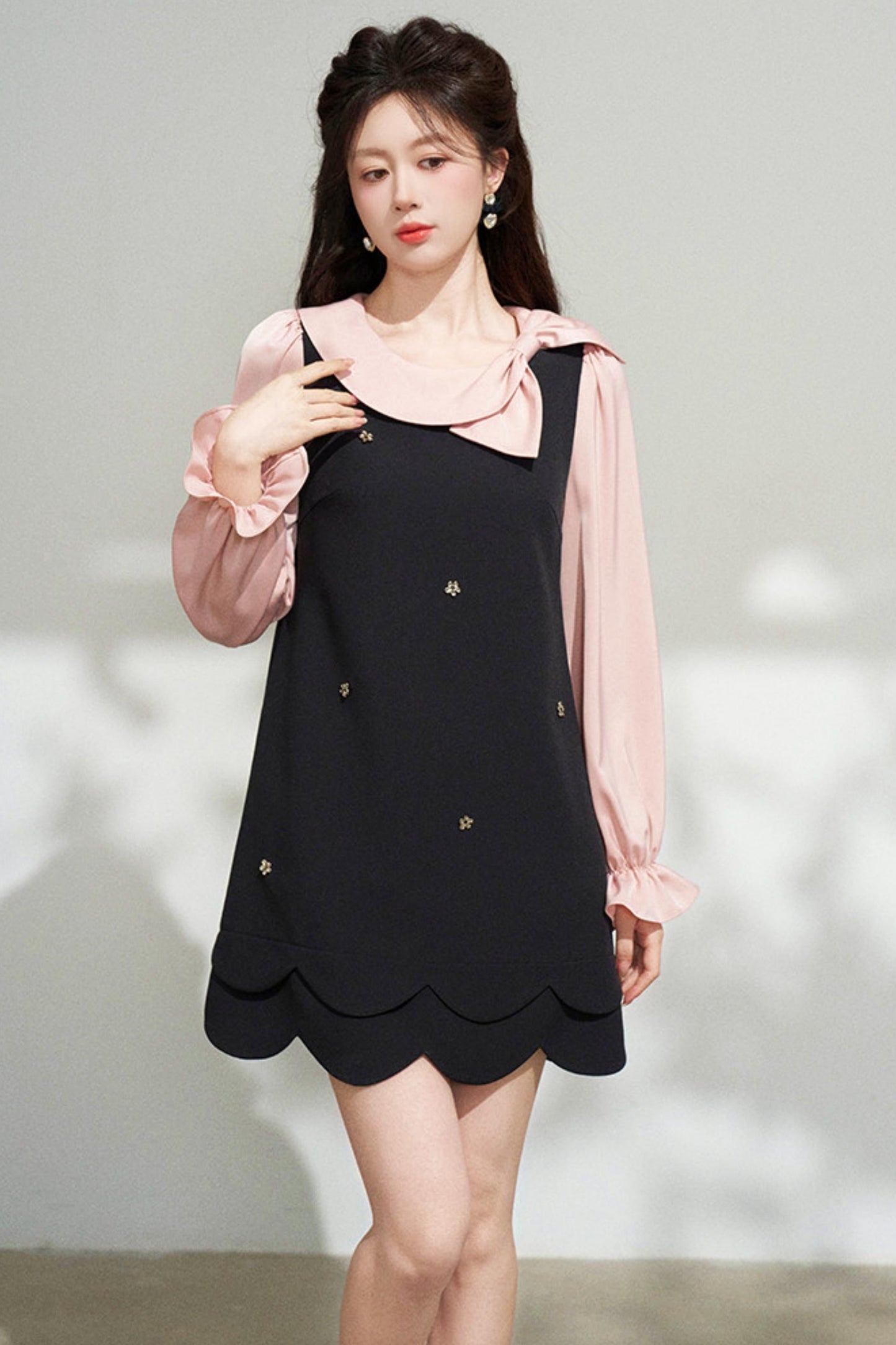 Black and Pink Patchwork Dress