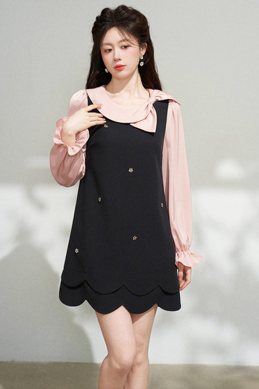 Black and Pink Patchwork Dress