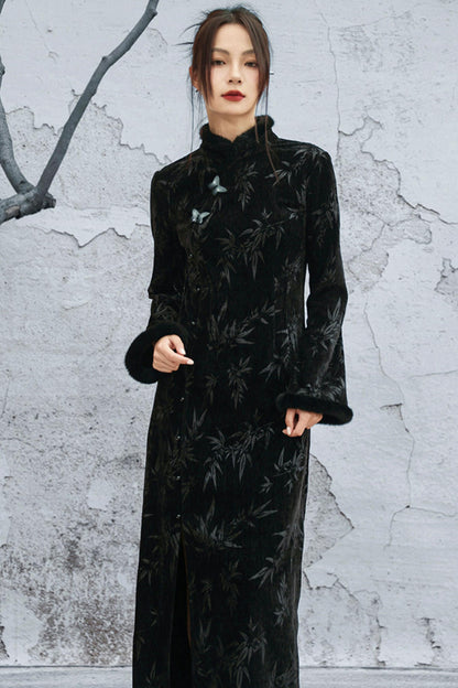Bamboo Leaf Cheongsam Dress