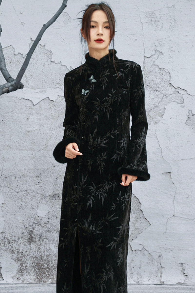 Bamboo Leaf Cheongsam Dress