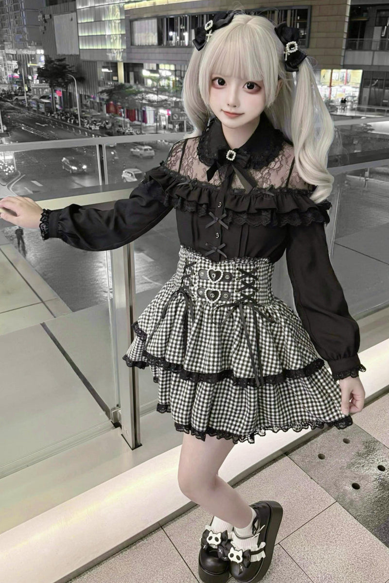 Lace Subculture Dark Kawaii Black Shirt + Accessories