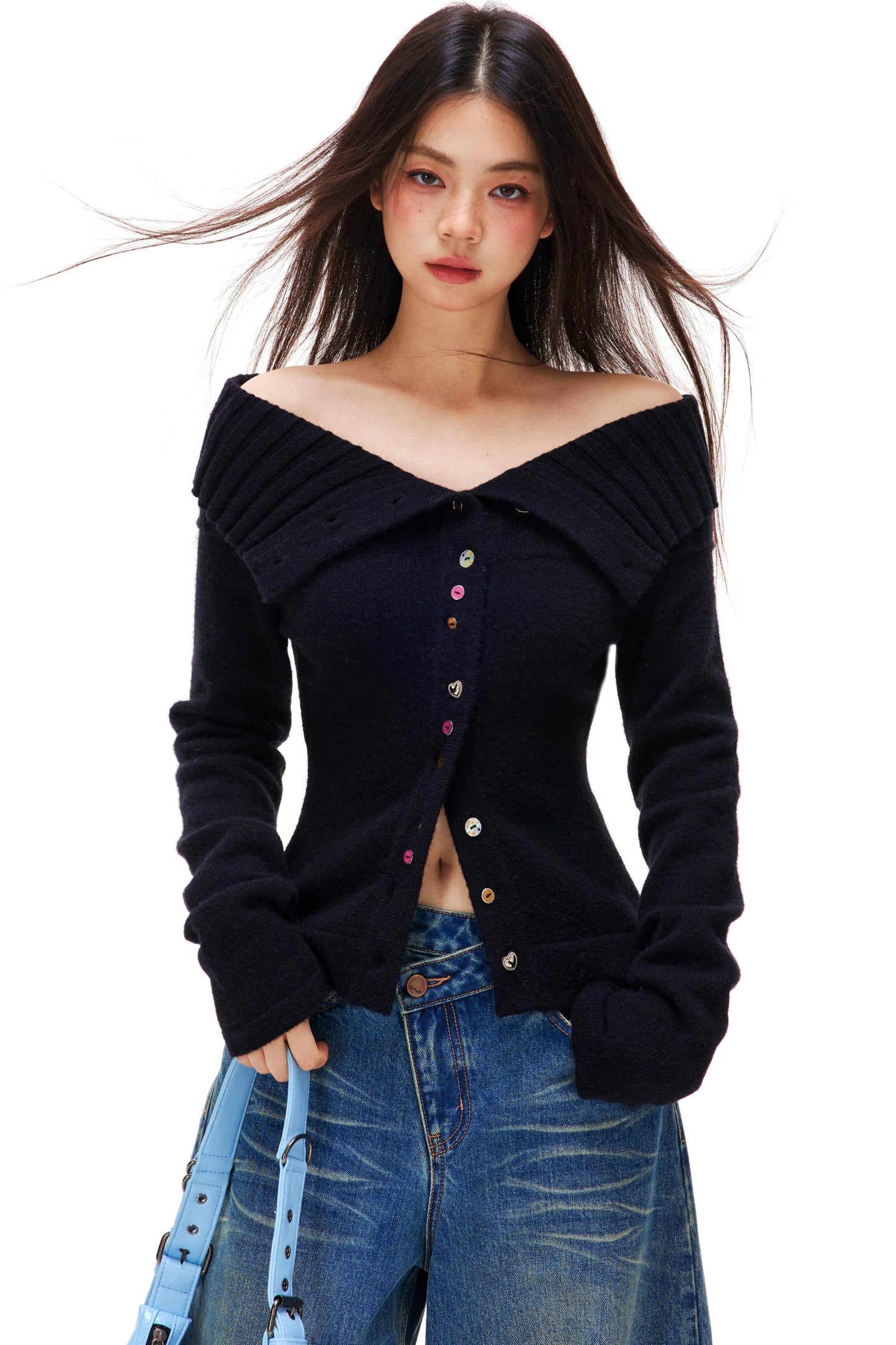 Off-shoulder Knit Sweater