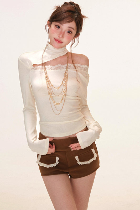Cut Out Design One Shoulder Slim Top