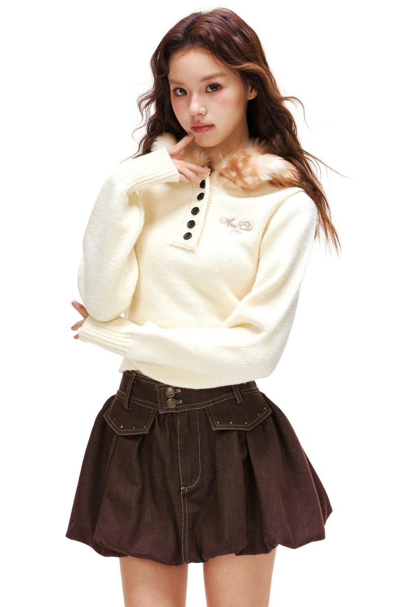 Y2k Volume Fur Hooded Top