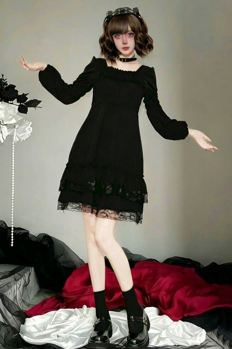 Black Lace Gothic Dress
