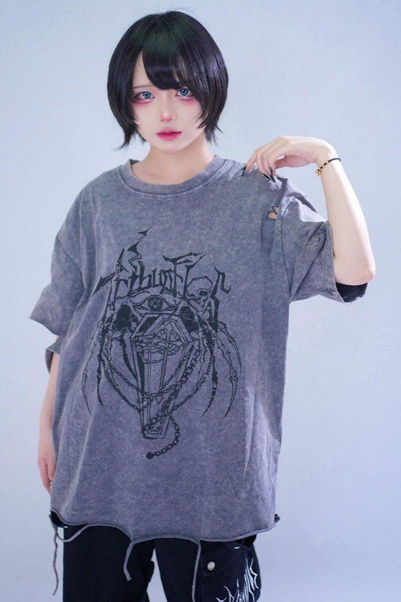 Dark Street Damage Print T-shirt