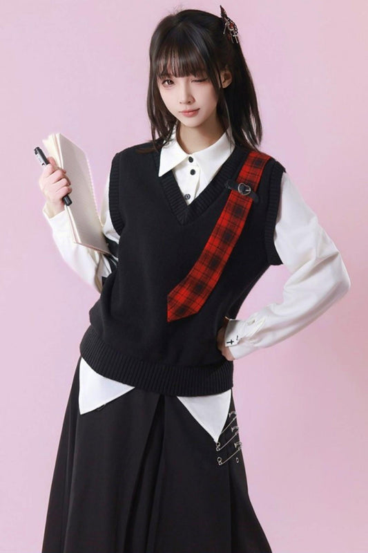 Patchwork Two Piece Tie Design Top