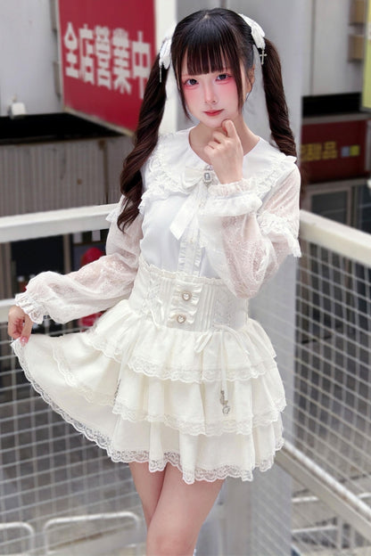 Sweet Girly Lace Blouse + Corset Skirt