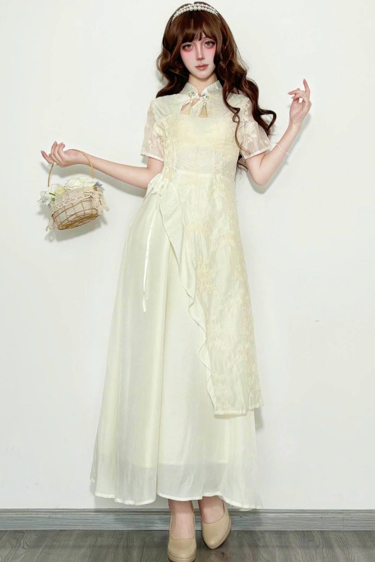 White Chinese-style Dress