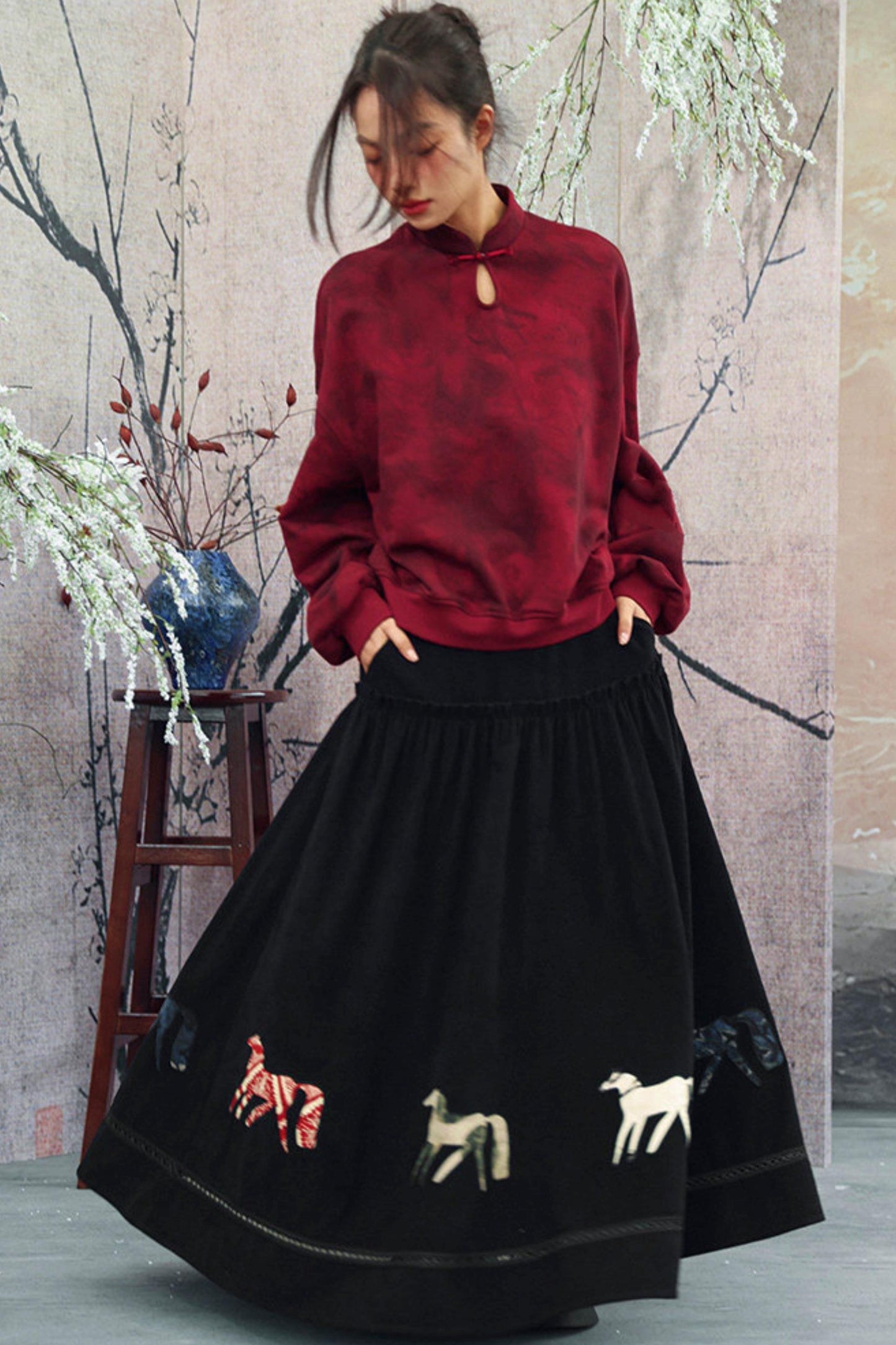 Gradient Stand Collar Shirt