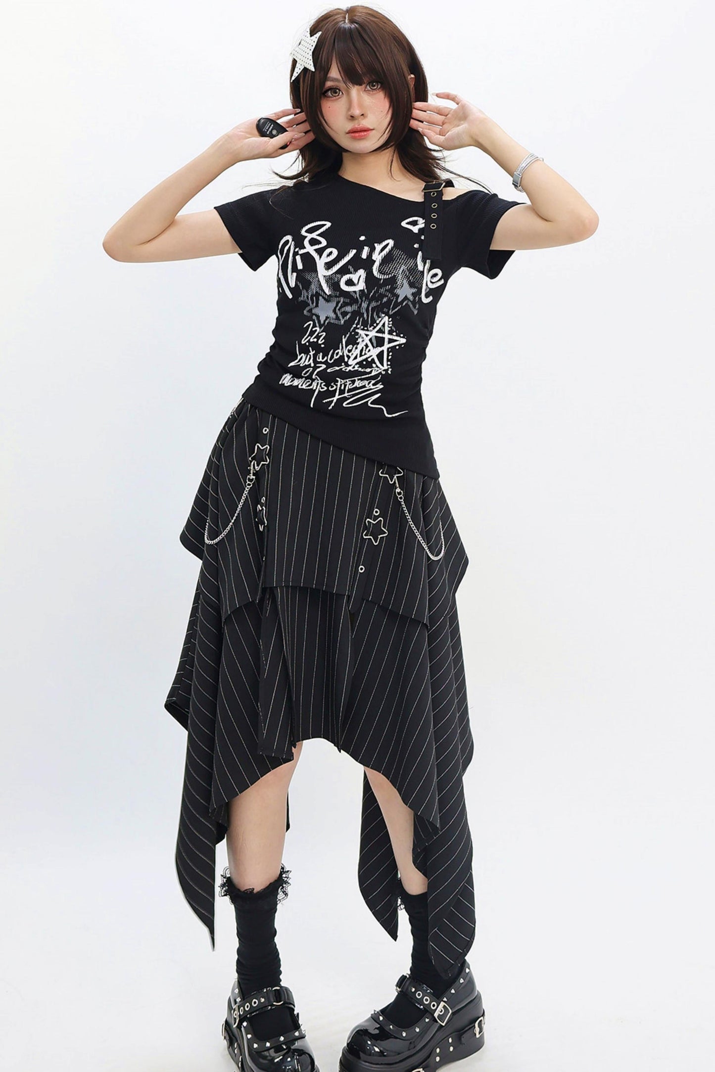 Cat-themed Off-shoulder Blouse