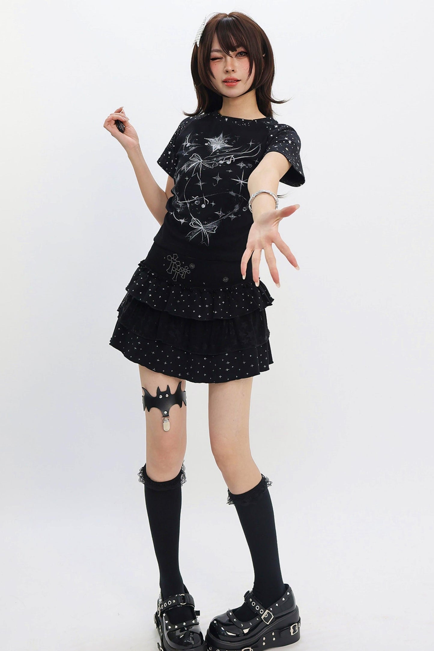 ギャラクシーy2kスタープリントトップス