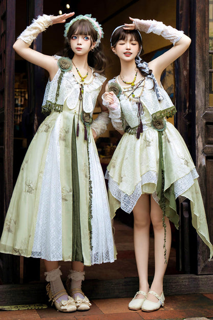 Sweet Resort Style Lolita Sand Dress Set