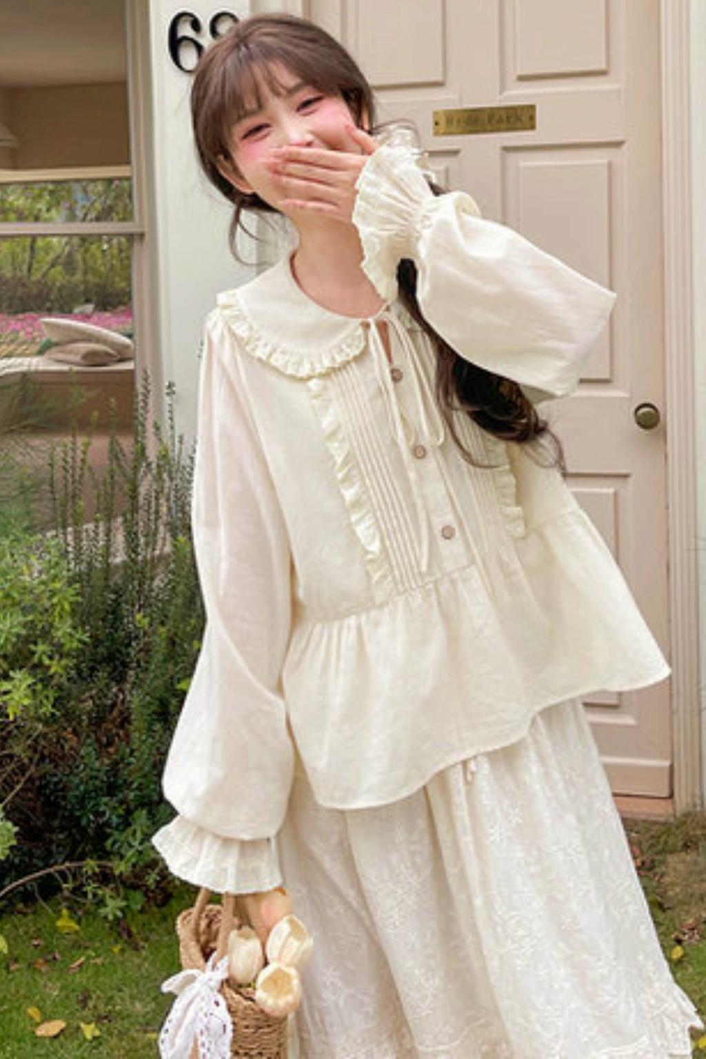 Pure Cotton Doll Collar Blouse