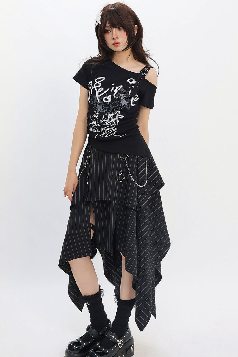Cat-themed Off-shoulder Blouse