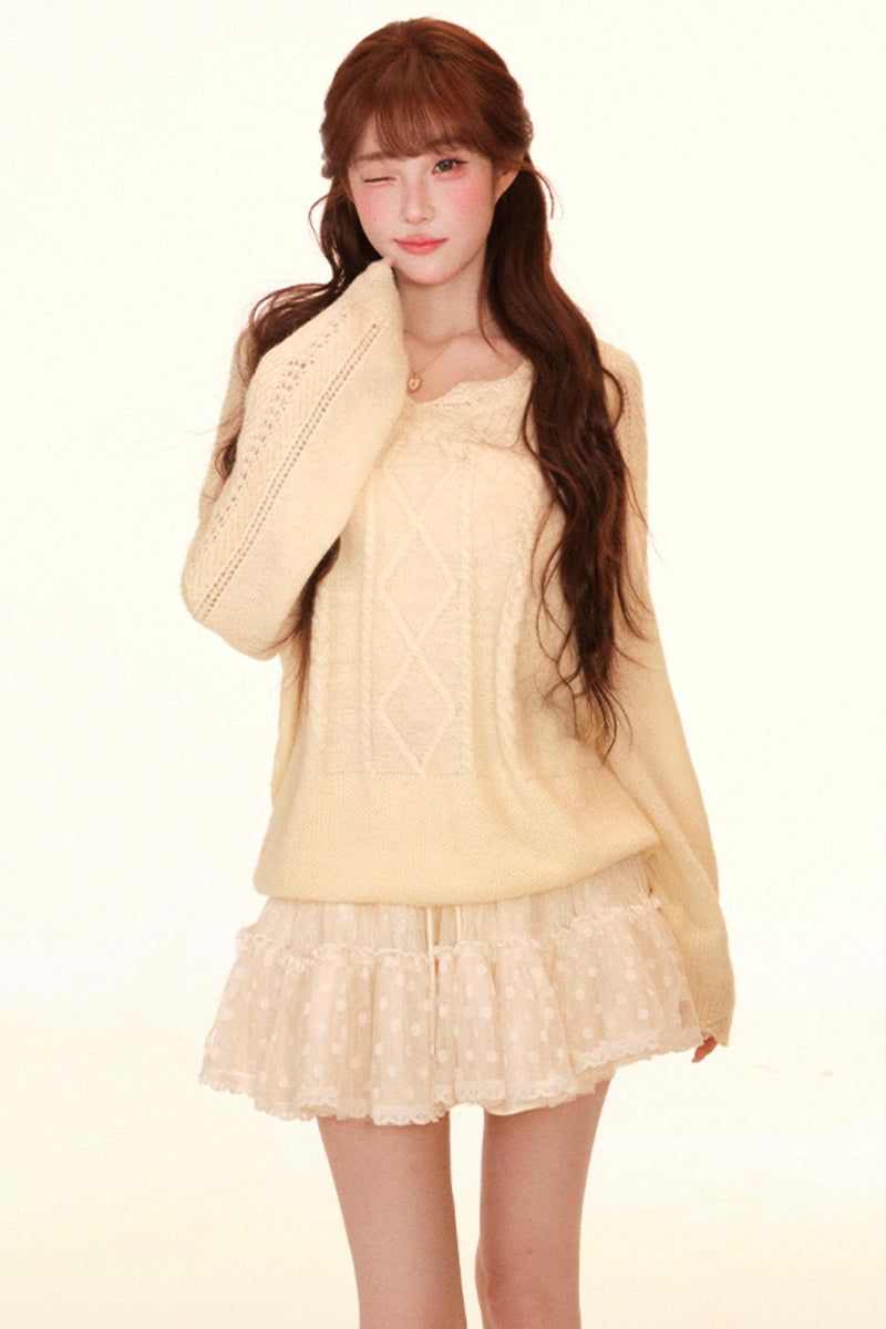 Loose Sweet Girly Top + Skirt